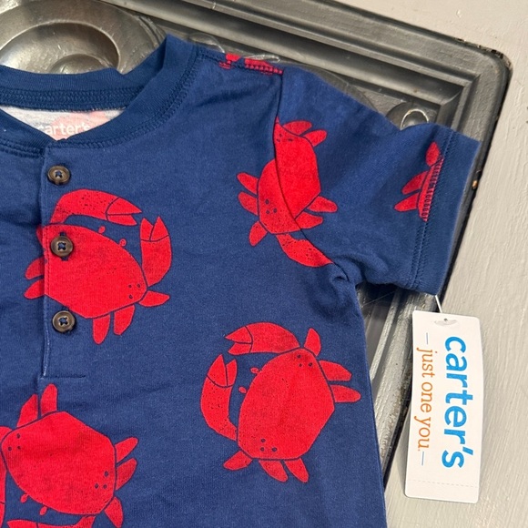 Carter's Just One You 18 Month Boys Crab Navy and Red Baby Romper - Picture 3 of 9